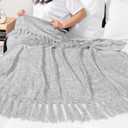 PAVILIA Light Gray Chenille Throw Blanket for Couch, Twin Size Bed, Sofa - Soft Knit Woven With Tassel, Decorative Textured for Living Room, Light Grey 60x80