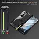For Samsung Galaxy Z Fold 6 Case with Slim S Pen Holder (2023), Metal Bumper Premium Heavy Duty Shockproof Protective, Hinge Protection, Screen Protector, Rugged Phone Cover 5G, Black