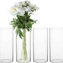 Tall 5.9 Inch Glass Cylinder Vase - Clear Flower Vase for Wedding Centerpieces,Party Decor,Home Decor-Hurricane Candle Holder for Floating Candles,Table Decorations,Receptions & Events (4)