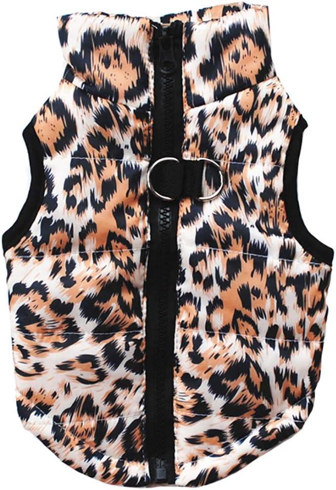 Winter Waterproof Windproof Dog Vest Coat Warm Vest for Cold Weather Jacket for Small Medium Dogs (Not Suitable for Big Dogs) Leapord XXS (XXS(Back:7.0", Chest:11.0", 2.0-3.0lbs), Z-6-leapord)