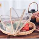 Round Bamboo Tent Basket with lid, Vegetables/Fruits, Bread, Storage Basket (14.1 inches in Diameter)