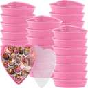 Yerliker 24 Pieces Valentines Heart Food Containers with Lids 22 oz / 650 ml Large Heart Shaped Food Containers Plastic Storage Box Reusable Dessert Box for Kitchen Restaurant Fruit Vegetable (Pink)