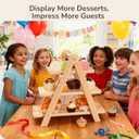 3 x 3-Tier Dessert Stand, 5.9" Extra-Wide Shelves, Natural Clear-Coated Finish, Stable & Easy-Clean Cupcake Holder for Afternoon Tea, Fruit, Snacks, Party Display