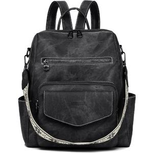 Backpack Purse for Women Leather Backpack Ladies Fashion Handbag Designer Shoulder Bag Small Travel Bag Black