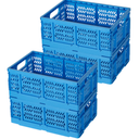 PAGMass Heavy Duty Plastic Milk Crates for Storage, 4Pack Stackable Storage Bins for Organizing, Collapsible Storage Basket with Handle for Groceries, Suitable for Home Office School Store, Blue