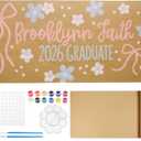Feifeiya 35" x 472" Brown Paper Roll with Painting Tools Sets Kraft Wrapping Paper Large Blank Brown Banner Poster for Painting Gift Bulletin Board Art Bouquet Flower Packing Moving Shipping Business