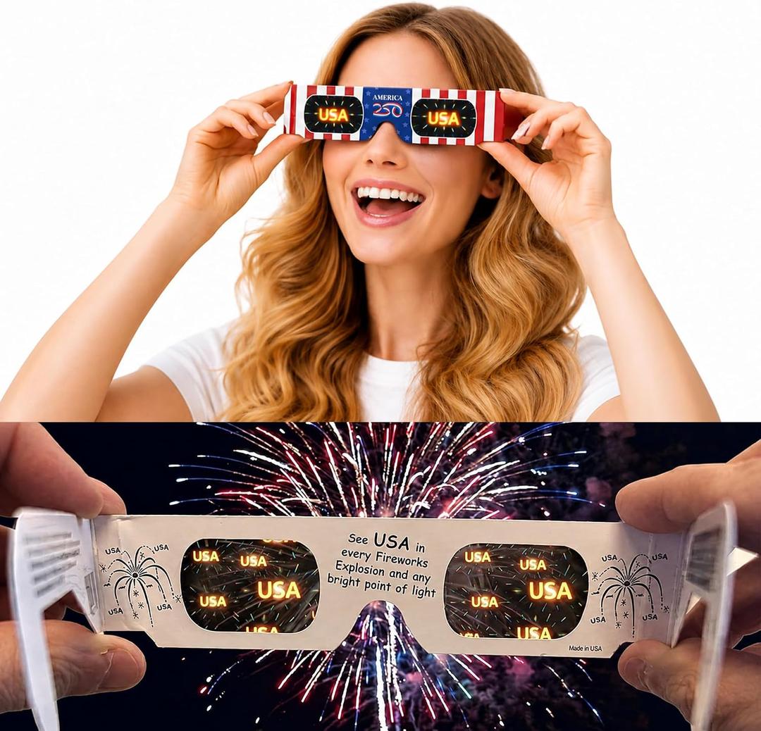 3x  American Paper Optics America 250 Holiday Specs 3D HoloSpex Glasses, 12pk, White/Blue- Usa