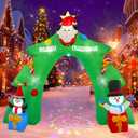 12 FT Santa's Candy Tree Arch Outdoor Inflatable with Rotating LED Colorful Lights for Christmas Holiday Party Decoration, Winter Garden Decoration