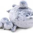 TOYSYM Chubby Blob Seal Pillow Cute Seal Plush with 4 Baby Plushies in Her Tummy, Soft Large Stuffed Animals Toy Gifts for Kids (20inch)