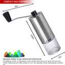 LHS Manual Coffee Grinder with Ceramic Conical Burr Stainless Steel Hand Crank Mill for Drip Coffee, Espresso, French Press, Turkish Brew
