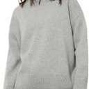 Women's Lightweight Soft Petite Crewneck Lightweight Solid Plain Sweaters Fall Winter Pullover Jumper Tops (Medium, Grey)