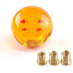 Round Ball Shift Knob for Most Manual Automatic Cars Universal Dragon Ball Gear Shift Knob with 3 Adapters M8x1.25, M10x1.25, M10x1.5(Yellow 4 Stars)