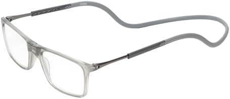 Calabria Unisex SP02 Snap Magnetic Reading Glasses – Pull Apart Glasses with Magnetic Bridge | Wrap Around Eyeglasses, Gray 3.0x