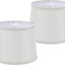 Set of 2 Medium Fabric Lampshades for Table & Floor Lamp, 12 Inch Spider Fitter, Handcrafted Natural Linen Double Empire Shade, Assembly Required (10"x12"x9", Light Grey)