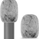 Geekria for Creators Furry Windscreen for 1'' (25mm) Diameter Microphones, Mic DeadCat Wind Cover Muff, Windbuster, Windjammer, Fluff Cover Windshield Compatible with MXL 770 (Grey / 2 Pack)
