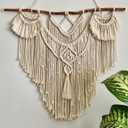 QLBUJ Large Macrame Wall Hanging Natural Driftwood Macrame Tapestry Above Headboard Boho Home Decor for Bedroom Living Room Apartment Wedding Party,32" W X 34" Large