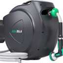 Retractable Garden Hose Reel - 5/8 in x 100 ft Automatic Wall Mount Heavy Duty Automatic Water Hose Reel with 9 Patterns Nozzle, Kink-Resistant Hose, 180° Swivel, Auto-Lock for Outdoor Watering