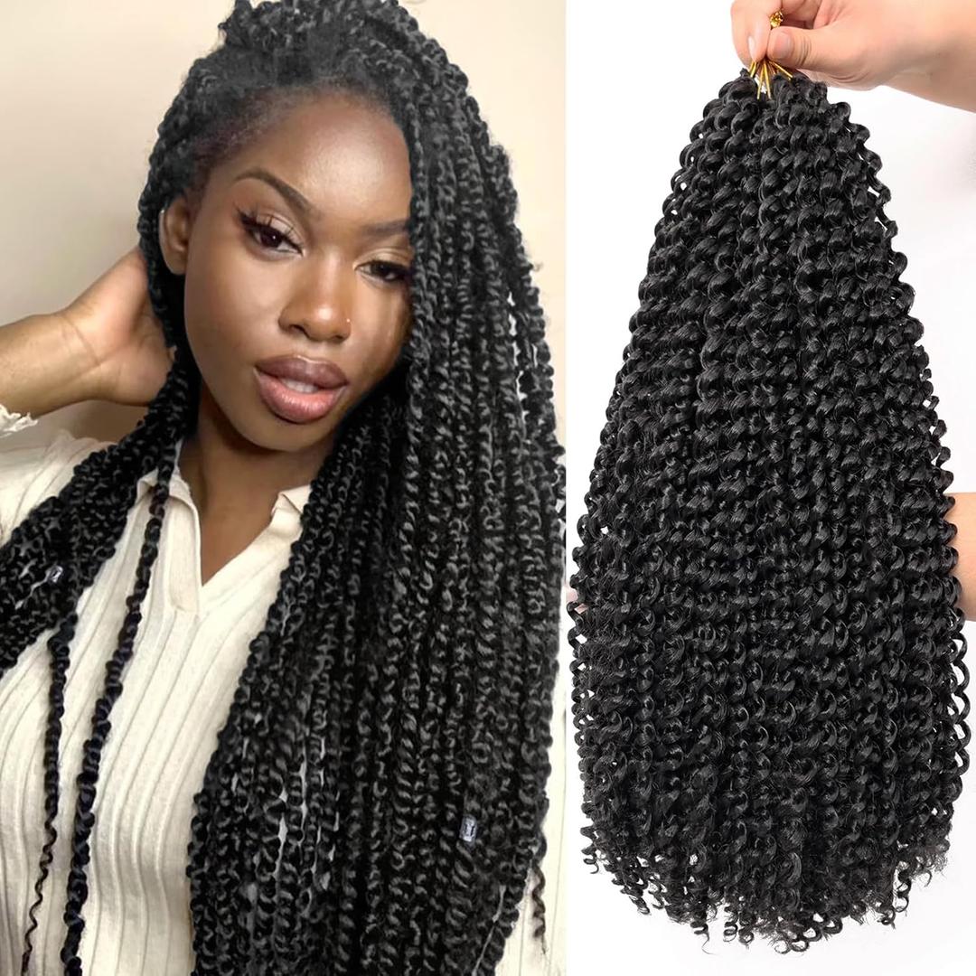 Dorsanee Passion Twist Hair 18 Inch 7 Packs Water Wave Crochet Hair Long Bohemian Curly Braiding Hair for Butterfly Locs, Faux Locs, Boho Style Spring Twist Crochet Braids (2#)