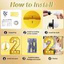 4FT Marquee 2 Numbers, Light Up Numbers 2 Mosaic Numbers Glitter Gold Black Light Up Letter Pre-cut Foam Board Sign Marquee for Birthday Party Decorations, Wedding, DIY Anniversaries