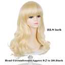 Wiggy Mermaid Blonde Wig with Pink-bow Hair Clip, 22.8 Inch Long Blonde Wavy Princess Wigs + Cap for Halloween Costume Party Cosplay
