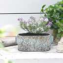 8 inch Blue Pots Planters Indoor Plants Succulent Pots Rectangle Window Box Cactus Plant Containers for Home Decor(No Drainage)