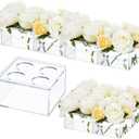 Tanlade 4 Pcs Acrylic Flower Vase Total 17 Inches Long Rectangular Floral Centerpiece for Dining Table Modern Acrylic Flower Box Decorative Clear Rectangle Vase Low Floral Vases for Home Wedding