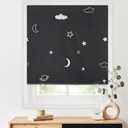 LazBlinds 100% Blackout Roller Shades, No Tools No Drill Cordless Blinds for Windows, Thermal Insulated UV Protection Privacy Window Shades for Bedroom (35''W x 72''H, Stars)