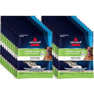 Bissell Stomp 'N Go Pet Lifting Pads + Oxy for Stain Removal on Carpet & Area Rug Cleaning, 20 Pack