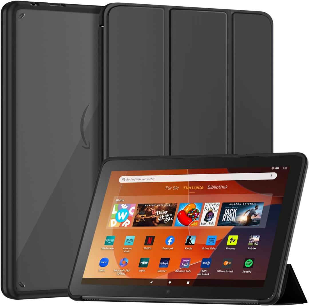 Trifold PU Leather Tablet Protective Case with Dual Angle Stand and Auto Wake/Sleep Function, Incompatible with TCL Nokia -Black