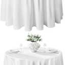 VidaFete 2 Pack 120inch Round Tablecloth Polyester Table Cloth, Stain Resistant and Wrinkle Polyester Dining Table Cover for Kitchen Dinning Party Wedding Round Tabletop Buffet Decoration (White)