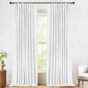 INOVADAY Thermal Sliding Door Curtains 100% Blackout Curtains for Bedroom, Sliding Glass Door Drapes Extra Wide for Patio Linen Textured Farmhouse Window Treatment, Bright White, 1 Panel, W50xL90