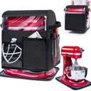 BAGSPRITE Stand Mixer Cover with Detachable Appliance Sliders Base Compatible with KitchenAid Mixer-Storage Bag for 4.5/5 Quart with Pockets for Kitchen Aid Accessories and Attachments (Black)