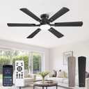 Fanbulous 52 Inch Ceiling Fan with Lights, APP & Remote Control, Flush Mount Low Profile Black Ceiling Fan, 3000-6000K Dimmable LED, Quiet Reversible Motor, 6 Blades, 6 Speeds, for Bedroom Living Room