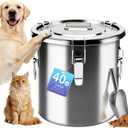 40 lb Stainless Steel Dog Food Storage Container, Airtight Metal Pet Food Storage Bin with Lid and Scoop, Large Dog Food Container for Dry Food, Keep Fresh, Easy to Clean