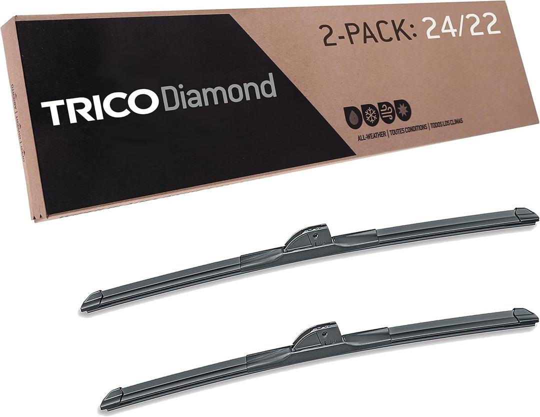 TRICO Diamond 24" + 22" Premium Automotive Replacement Windshield Wiper Blades (Set of 2), Passenger and Driver Side All-Weather Beam Wiper Blades for Select Vehicle Models