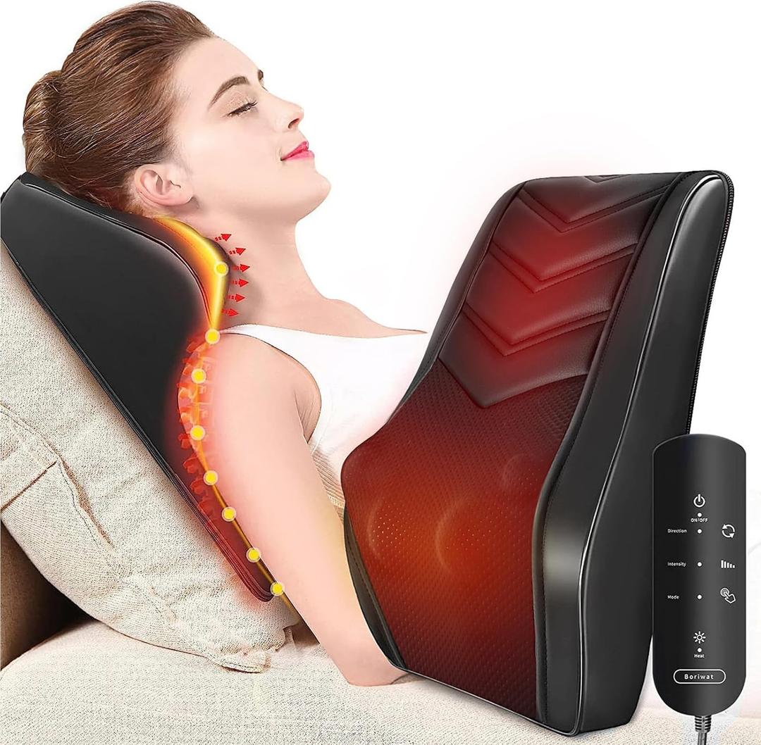 Shiatsu Neck Massager with Heat, 3D Kneading Back Massage Pillow for Pain Relief, Massagers for Neck and Back, Shoulder, Leg, Gifts for Men Women Mom Dad, Stress Relax at Home Office and Car (Black)
