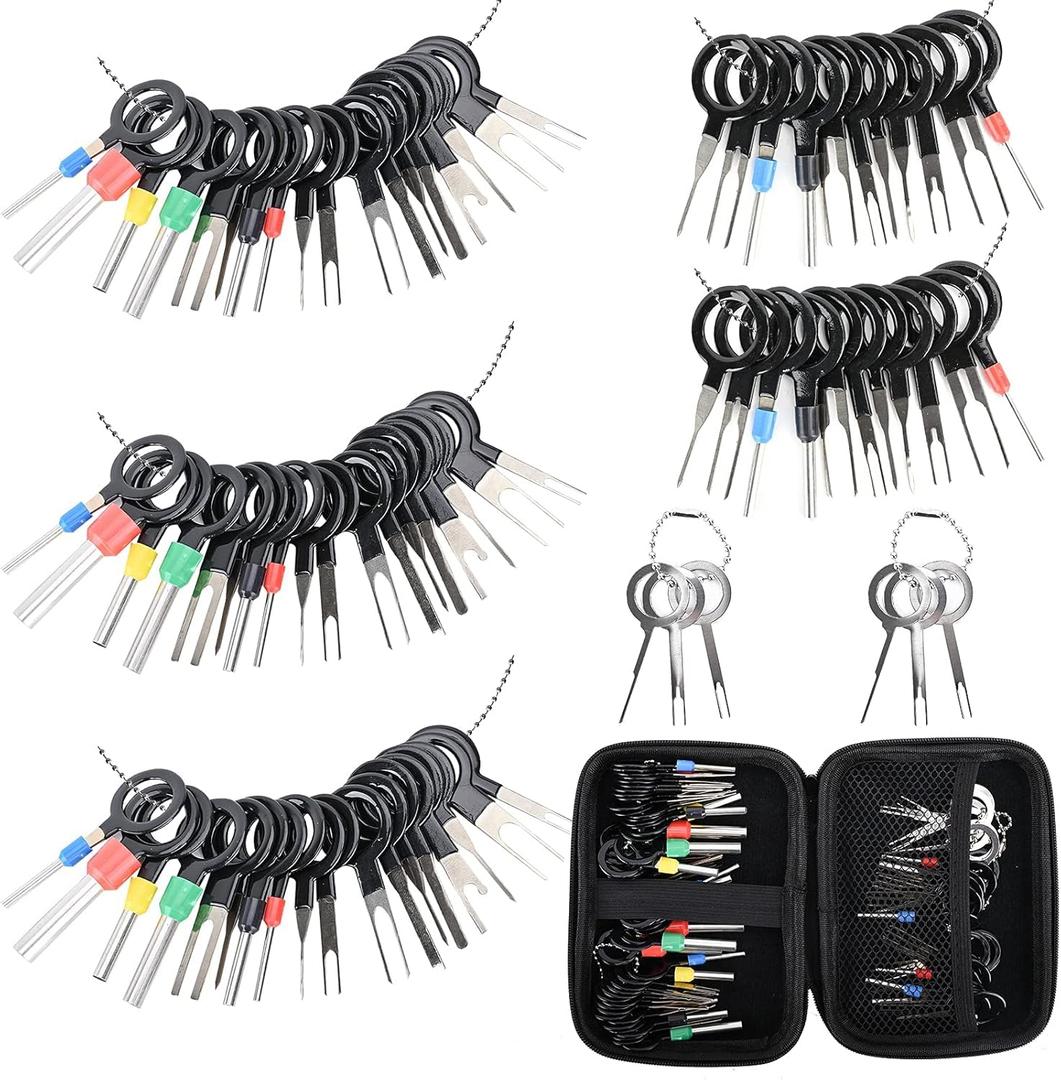 Terminal Pin Removal Tool Kit 82 Pcs Depinning Electrical Connector Pin Extractor Tool Set Wire Terminal Release for Automotive Car Household Devices - Black