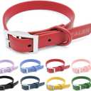 ZALER Waterproof Dog Collar, Adjustable Odor Proof Dog Collars Easy to Clean, Soft Comfortable Pet Collars for Dogs (Strawberry Red, M(Length:11.4''-15.4''; Width:0.75''))