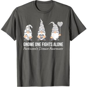 Gnome One Fights Alone T Shirt Parkinsons Awareness Ribbon T-Shirt (XXL)