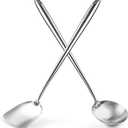 YOSUKATA 17 Wok Spatula and Ladle - Set of 2 Heat-Resistant Wok Tools - Universal Wok Ladle and Spatula - High-Grade 304 Stainless Steel Cooking Utensils and Wok Accessories - Solid Wok Utensils