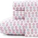 Tommy Bahama - King Sheets, Cotton Percale Coastal Bedding Set with Matching Pillowcases, Crisp & Cool, Coastal Room Essentials (Pineapple Splash Pink, King)