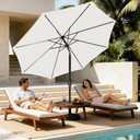 MEWAY Patio Umbrella Outdoor Table Umbrellas with Push Button Tilt and Crank, Market Umbrella 8 Sturdy Ribs for Deck, Garden, Pool and Backyard, Creamy-white, Size: 9 ft