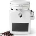 Ceramic Coffee Canister with Airtight Lid and Scoop, Large 78 Fl Oz / 2.3 L Kitchen Food Storage Container Jar for Grounds Coffee, Beans, Tea, Sugar, Flour, Cereal, Nuts, Cookie, White
