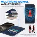 SHIELDON Case for iPhone 16 Pro 6.3", Genuine Leather Wallet Flip Magnetic Cover RFID Blocking Credit Card Holder Kickstand TPU Shockproof Case Compatible with iPhone 16 Pro 5G - Retro Dark Blue