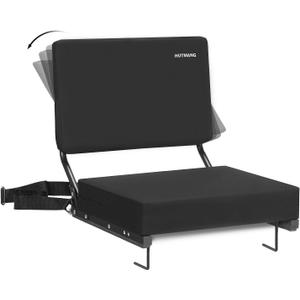 HUTMANG Chair - Stadium Seat with Back Support, Padded Foam Backs, 330LBS Weight Support, Portable, Foldable, Black