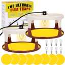 2 Pack Flea Traps for Inside Your Home, Indoor Flea Light, Bed Bug Killer with 8 Sticky Pads & 4 Light Bulb, Odorless Natural Insect Infestation Treatment Trap for Kid Pet