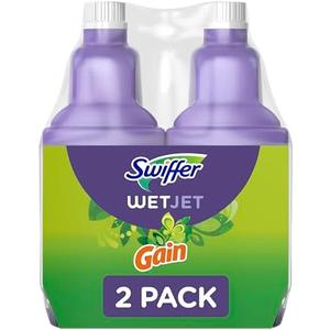 Swiffer WetJet Multi-Purpose and Hardwood Liquid Floor Cleaner Solution Refill, with Gain Scent, 42.2 fl oz each, (Pack of 2)