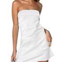 Realtix Womens Satin Silk Backless Strapless Mini Dress Sexy Low Back Tube Club Party Dress for Women, Medium