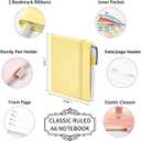 feela 3 Pack Pocket Small Notebook Journals, Mini Cute Hardcover College Ruled Notepad Women Office Supplies, with 3 Black Pens, 3.5x 5.5, A6, Pastel Colors, Light Yellow, Light Pink, Pale Orange