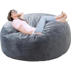 WhatsBedding Bean Bag Chair for Adults with Memory Foam Filler Included, Big Kids Beanbag Chairs, Medium 3 ft, Gray, Solid